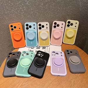 Liquid Silicone Contrast Color Block <b>Thin</b> <b>Ring</b> Magnetic Suction Bracket for iPhone 17 Pro Max 16 15 Phone Case - Product Image 1