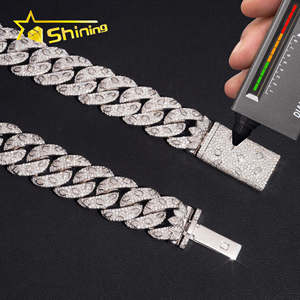 IGI 인증 팬시 컷 모이사나이트 20mm 목걸이 다이아몬드 테스트 통과 925 실버 힙합 럭셔리 쿠반 링크 체인 - Product Image 6