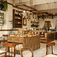 Comptoir en bois massif de luxe personnalisé d'usine / meubles en bois massif / pour la conception intérieure de café