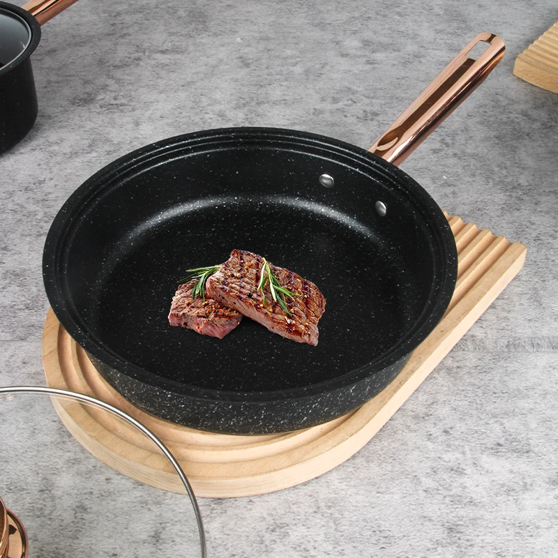 High Quality 8pcs Black Iron Medical Stone Coating Kitchenware Non-stick Cookware Pots and Pans Set · image 5