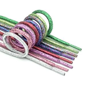 Cordones Redondos Brillantes de 5mm, Color Dorado y Plateado Metálico, Cordones Casuales Ligeros para Zapatos de Lona, Zapatillas Deportivas - Product Image 2
