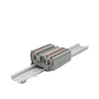 Borniers de connexion à ressort en laiton et plastique pour rail DIN, traversants, 24A, 800V, PA66, PT-2.5