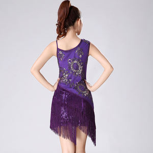 Robe de danse de compétition et d'entraînement pour femmes et filles, de haute qualité, pour les danses de salon, le tango <span class=keywords><strong>latin</strong></span>, le jazz, le samba moderne, la rumba, jupe à franges, 4 couleurs - Product Image 6