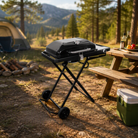 Perlengkapan Panggangan BBQ Portabel untuk Dapur Luar Ruangan, Camping, dan Gas dengan Panci Panggang