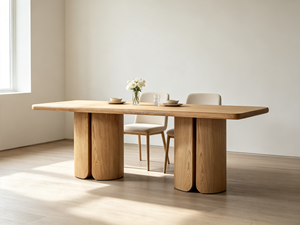Table à <span class=keywords><strong>manger</strong></span> rectangulaire Sageliving de style moderne du milieu du siècle, piétement divisé, forme organique sculpturale - Product Image 1