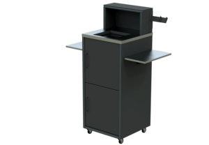 <strong>Industrial</strong> <strong>Style</strong> Black Metal Cashier Counter for Coffee Shop Durable Construction with Adjustable Interior <strong>Shelving</strong> - Product Image 2