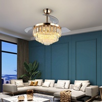 Ventilateurs de plafond rétractables à LED de 42 pouces avec 3 pales, lumière et télécommande, 3 modes de changement de couleur pour chambre et appartement