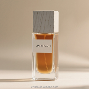 Bottiglia di profumo di vetro di lusso bottiglia di profumo rettangolare 50ml con tappo in legno colore personalizzato e Logo con scatola inclusa - Product Image 6