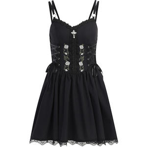 Robe Courte Amincissante Z-3756 Rose <span class=keywords><strong>Nuit</strong></span> Été Anti-statique Sexy à Bretelles Coupe Trapèze Taille Haute Col en V <span class=keywords><strong>pour</strong></span> Femme en Polyester - Product Image 5