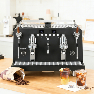 Machine à café expresso semi-automatique professionnelle en acier inoxydable à double tête pour barista, machine à café expresso semi-automatique pour café - Product Image 1