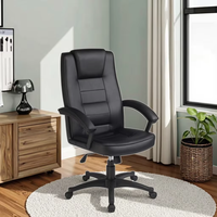 Chaise de bureau pivotante à dossier haut CARLFORD, cuir PU noir, design traditionnel, hauteur réglable, chaise de direction D-9112 pour bureau