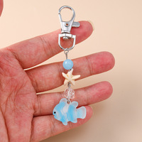 Llaveros de Playa de Verano con Temática Oceánica, Lindos Llaveros de Pez Payaso, Llaveros de Vida Marina, Anillo de Llavero de Estrella de Mar, Colgante de Dijes Marinos, Llavero en Miniatura