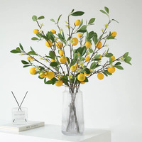 Tiges de verdure de qualité, branches de citron artificielles à plusieurs têtes, décoration d'intérieur, plantes vertes artificielles