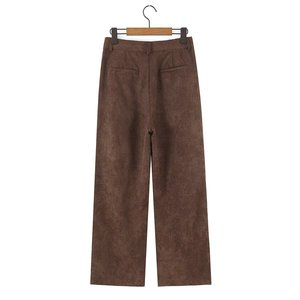 <span class=keywords><strong>Pantalon</strong></span> droit plissé en <span class=keywords><strong>velours</strong></span> côtelé multicolore, style vintage européen et américain, décontracté et polyvalent pour <span class=keywords><strong>femme</strong></span> - Product Image 2