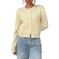 Cardigan en tricot simple boutonnage décontracté pour femmes pull de style européen américain à épaules tombantes pull en tricot pour femmes