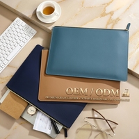 Sac de classement A4 en cuir PU grande capacité, porte-documents professionnel de haute qualité avec fermeture éclair, pochette portable étanche pour documents