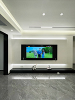 Meuble TV moderne en panneaux de particules avec support mural pour salon et appartement - Écologique, durable, rangement personnalisable |   Supports TV