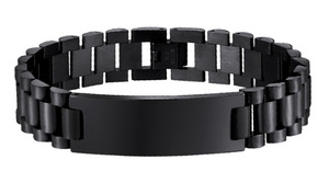 18K PVD Gold Plated Stainless Steel Blank Engravable Link Bar Bracelet <b>for</b> <b>Men</b> | Fiber Laser Engraving & Custom Words Available - Product Image 4