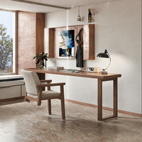 Bureau d'ordinateur moderne, durable, portable, en bois massif, long, pour la maison, le bureau, le salon, table double étroite murale Donna