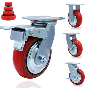 Chinesischer Hersteller 4 Zoll <span class=keywords><strong>5</strong></span> Zoll 6 Zoll 8 Zoll Rote Schwenkbare PU-Rollen auf Gusseisen Polyurethan-Lenkrollen für Schwerlast - Product Image 3