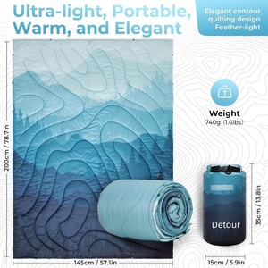 بطانية شتوية خارجية متعددة الاستخدامات للقيلولة، مطبوعة وصديقة للبيئة، مصنوعة من البوليستر، باللون الأزرق الطاووسي الكلاسيكي، مقاس 140×200 سم - Product Image 2