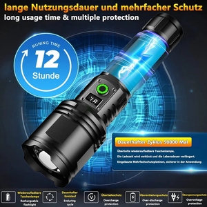 <span class=keywords><strong>Linterna</strong></span> Táctica <span class=keywords><strong>LED</strong></span> <span class=keywords><strong>Recargable</strong></span> USB con Zoom Telescópico P360, Resistente al Agua IP68, con Más de 1000 Lúmenes y Distancia de Haz de 300-400 Metros - Product Image 5