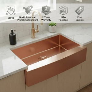 <span class=keywords><strong>Fregadero</strong></span> de cocina grande personalizable de acero inoxidable 304 de <span class=keywords><strong>30</strong></span>*20 pulgadas, ranura dorada rosa, diseño moderno hecho a mano, 23cm de <span class=keywords><strong>profundidad</strong></span> - Product Image 1