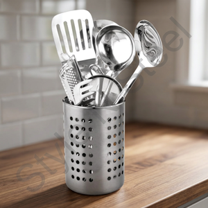 Nouvel ensemble d'outils de cuisine en acier inoxydable, design innovant, support de cuisine martelé avec 7 outils inclus - Product Image 3