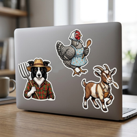 Stiker Hewan Berpakaian Vintage Kustom Tahan Air Perekat Sendiri Potongan Presisi Stiker Vinyl Ayam Berpakaian Kartun Lucu untuk Laptop
