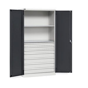 PERFOM140 Cabinet Organizer a 2 ante armadio con 2 ripiani 7 cassetti dimensioni W1023xD555xH2000 mm - Product Image 1
