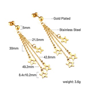 Pendientes de Moda de Acero Inoxidable Chapados en Oro de 18K para Mujer, Joyería de Compromiso y Boda, Pendientes Colgantes con Diseño de Estrellas Múltiples - Product Image 2