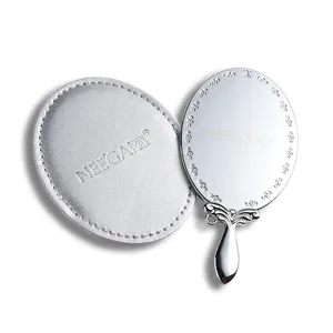 Wholesale Zinc Alloy Oval Make Up Pocket Mirror Compact Cosmetic Handheld Princess Mirror
