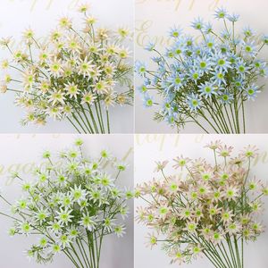 Fleur artificielle en soie à six têtes, bleu étoilé, branche unique, pour décoration intérieure et accessoires de photographie extérieure - Product Image 5