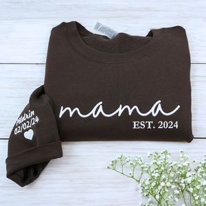 Custom <strong>Mama</strong> Neutral Varsity Sweatshirt <strong>Hoodie</strong> Embroidered 3D Pattern Woven Fabric Front Logo for Autumn Winter Badge Decoration - Product Image 4