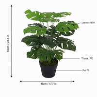 Plante artificielle Monstera, fausse Monstera Deliciosa, feuilles au toucher réel, OEM ODM, usine directe, plante en pot, décoration de bureau et de maison