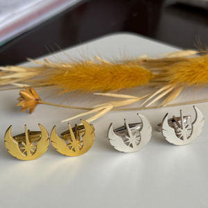 Stainless Steel <strong>Star</strong> <strong>Wars</strong> Jedi Cufflinks 18K Gold Plated Rebel Alliance Symbol Mens <strong>Shirt</strong> Studs Geek Gift - Product Image 3