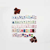 Jeu de Mahjong de luxe de style américain, jetons de poker en acrylique couleur écaille de tortue, motif floral, Joker rétro, portable pour la maison, finition patinée à la main