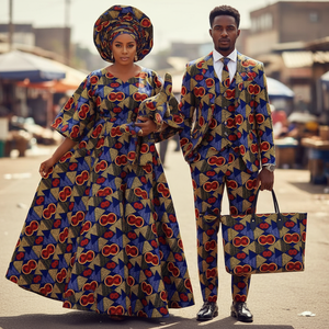Tela Africana ZHAORUN Gold Ghana Kente 100% Algodón, Tejido con Diseño de Espiga, Estampado Africano para Vestidos de Niñas y Niños - Product Image 1
