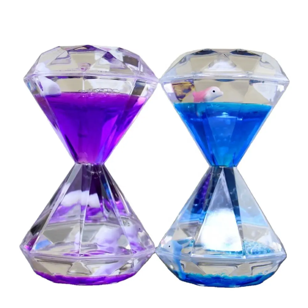 New Creative diamond floating oil spill color oil and water toys liquid hourglass Ocean Pavilion gift for promotional