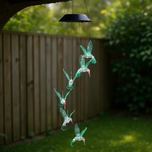 Carillon solaire à 6 LED multicolores, étanche, pour jardin, décoration suspendue, extérieur, patio, clôture, fête - Product Image 2