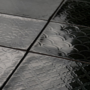 Pannello Decorativo in Piastrelle Nere Camden con Superficie a Motivi - Product Image 6