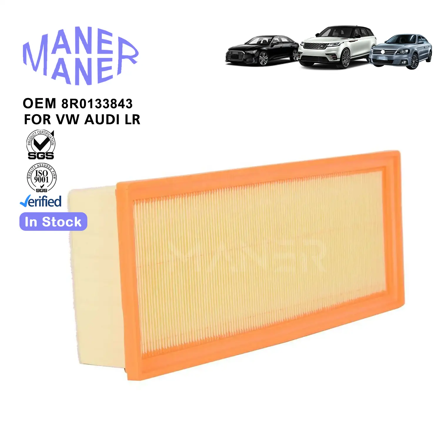 MANER Auto Engine Systems 8R0133843 8R0133843K 8R0133843C hot sell china factory wholesale china factory air filter for AUDI