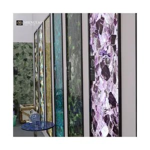 SHENGYAO GEMSTONE/Natural Luxury Semi Precious Stone Slab Backlit Marble Slabs Translucent Stone Panels