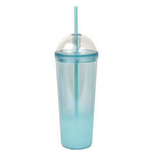 Năm màu gradient cong Bìa tái sử dụng nhựa rơm cup với nắp và rơm - Product Image 5