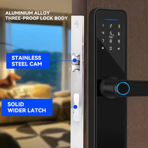 Serrure de porte de chambre d'hôtel intelligente haute sécurité en bois, contrôle par application Tuya, empreinte digitale, clé, mot de passe, Wi-Fi, enregistrement de données en aluminium - Product Image 2