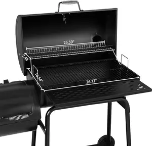 Barbecue extérieur au charbon de bois Grill de camping portable pour 6-10 personnes Fumeur décalé Braisé Rôti Patio et arrière-cour Gril de pique-nique