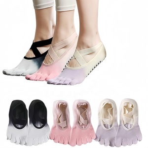 Calcetines de Pilates Profesionales para Deportes y Fitness, Calcetines de Yoga de Cinco Dedos para Mujer, Calcetines Antideslizantes con Tira Elástica - Product Image 1