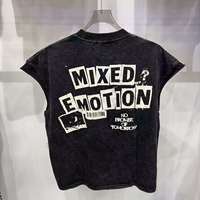 T-shirts décontractés vintage pour couple, imprimé lettres MIXED EMOTION, marque américaine