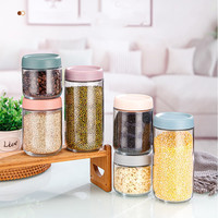 Lot de 6 bocaux en verre écologiques avec couvercles hermétiques, bocaux Mason à large ouverture pour salades, contenants de stockage alimentaire pour overnight oats, 16oz/500ml