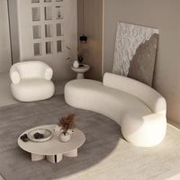Sofá Curvo de Esquina de Tres Plazas de Lujo Minimalista para Sala de Estar de Boucle Blanco en Oferta